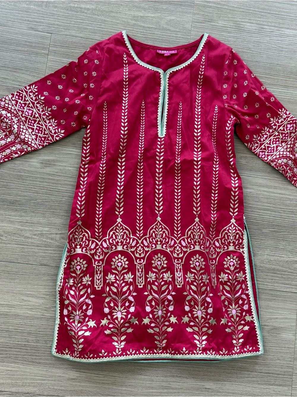 Biba Girls Cotton Bright Pink Embroidered top size 6-7Y